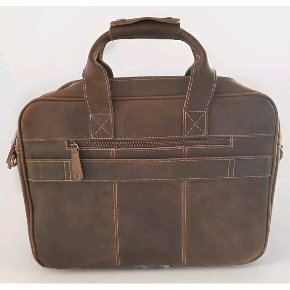 Luxorro Full-Grain Leather Laptop Bag Briefcase  for Men, 15.6-inch, Dark Brown - Picture 2 of 16